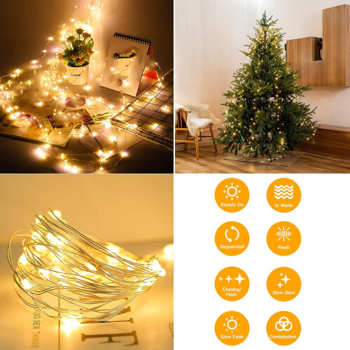 Christmas Tree Lights Cascading LED Waterproof 8 Modes Remote Timer USB Powered 2m 400 LEDs 2