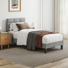 (Single) Velvet Upholstered Button Tufted Headboard Bed Frame