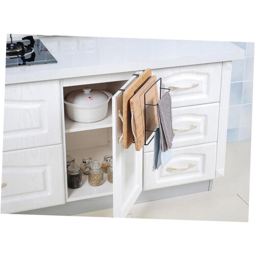 Cabinet Door Organizer Rack Double Layer Storage for Cutting Boards and Kitchen Accessories 2