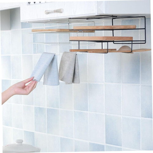 Cabinet Door Organizer Rack Double Layer Storage for Cutting Boards and Kitchen Accessories 1