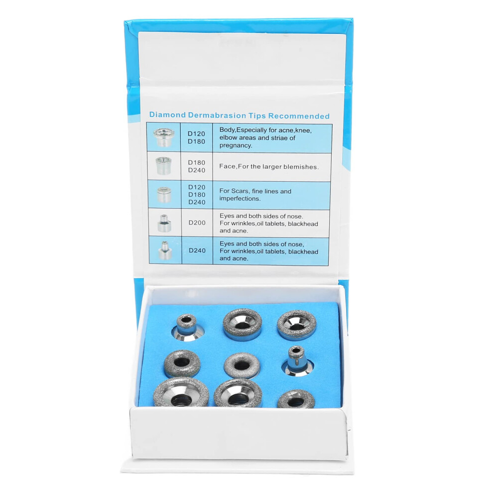 Diamond Microdermabrasion Tips Set, MultiSize Replacement Heads for Salon and Home Facial Use