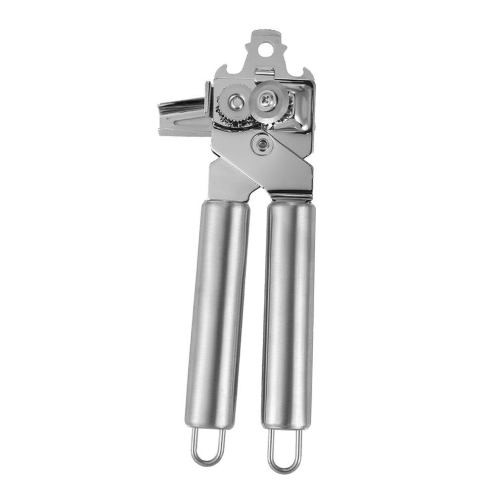 Manual Can Opener for Seniors with Ergonomic Hand Grip, 3in1 Bottle and Can Opener, RustResistant Steel