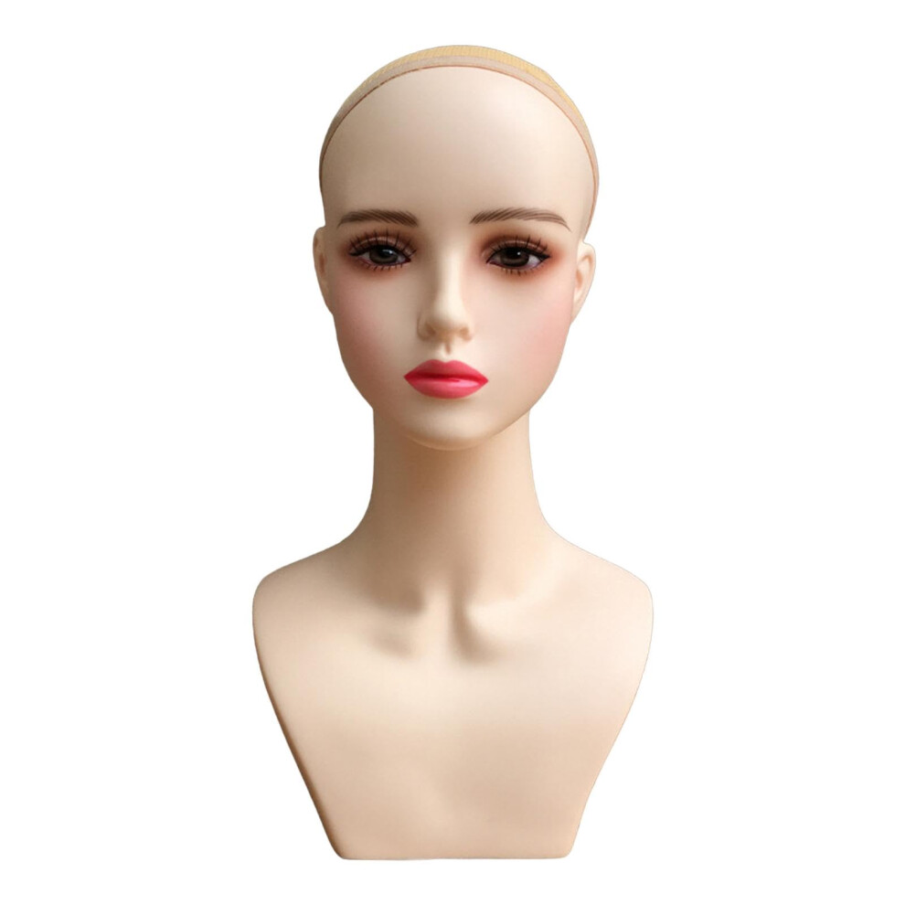 Unisex Mannequin Head With Shoulders For Wigs And Hats, Stable Nonslip Base, Pvc Female Wig Stand