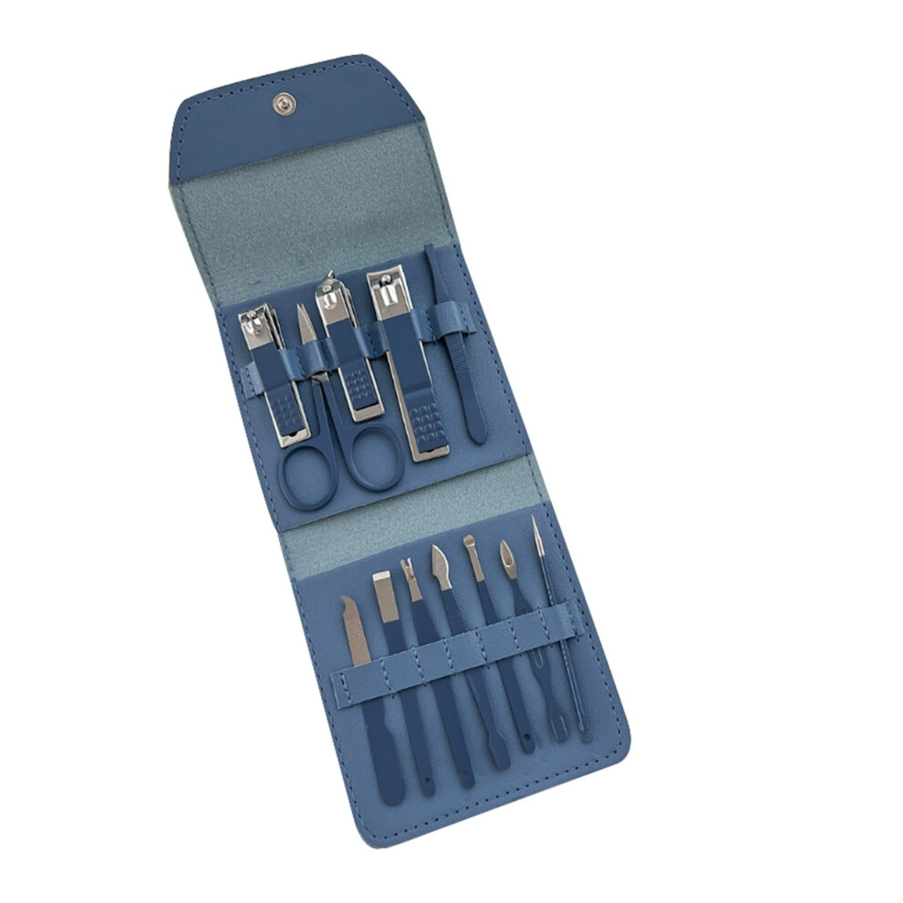 Blue Professional Stainless Steel Manicure Pedicure Kit With Ergonomic Grip For Fingernails And Toenails A