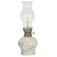 Vintage Ceramic Kerosene Lantern with Refillable Glass Oil Lamp for Home Decor and Emergency Lighting
