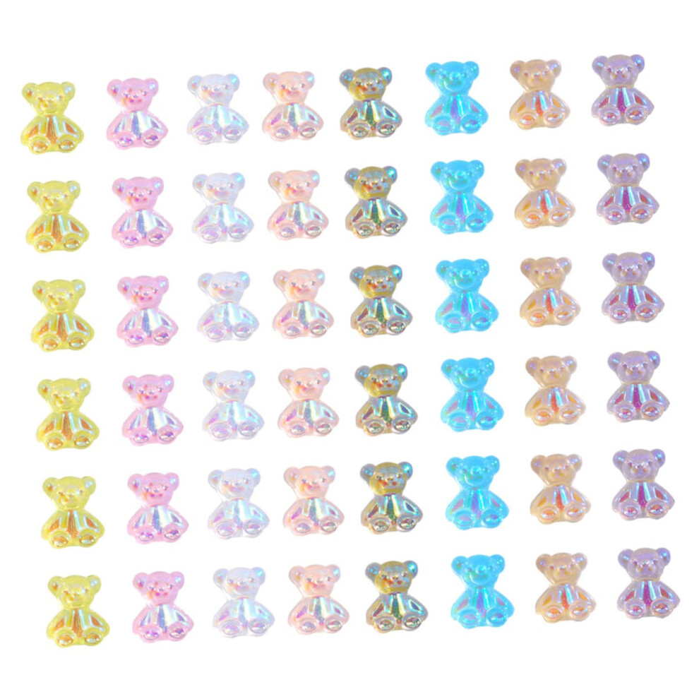160pcs 3D Bear Nail Charms Set, Assorted Color Resin Bear Nail Art Decorations for DIY Manicure