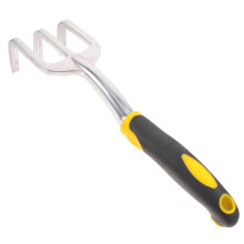 Heavy Duty 3Prong Stainless Steel Garden Hand Rake and Cultivator with Ergonomic Grip for Weeding