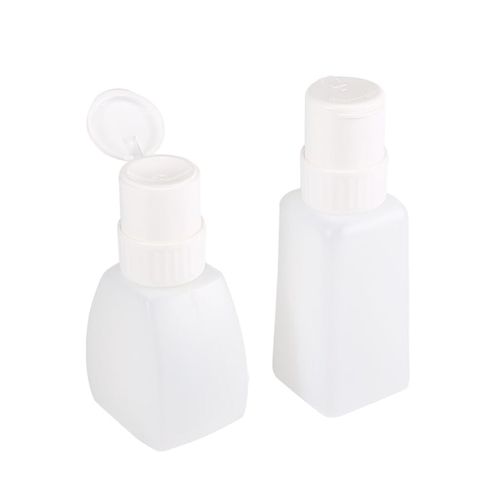 2 Pieces 250ml Nail Polish Remover Dispenser Bottle with Push Down Pump and Leakproof Flip Cap, White