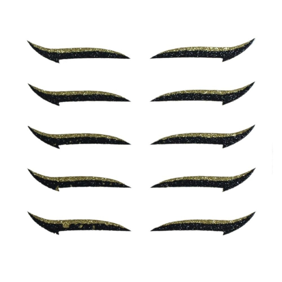 Gold Eyelid Tape For Hooded Eyes With Invisible Lift And Reusable Glitter Eyeliner Stickers 10Pcs