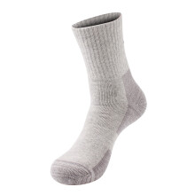 (Grey,M) Outdoor socks are sweat-absorbent, wear-resistant and warm, outdoor mid-calf sports cotton socks for women S006