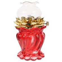 Vintage Glass Oil Lamp with Adjustable Flame Control, Windproof Lotus Kerosene Lantern for Home Decor