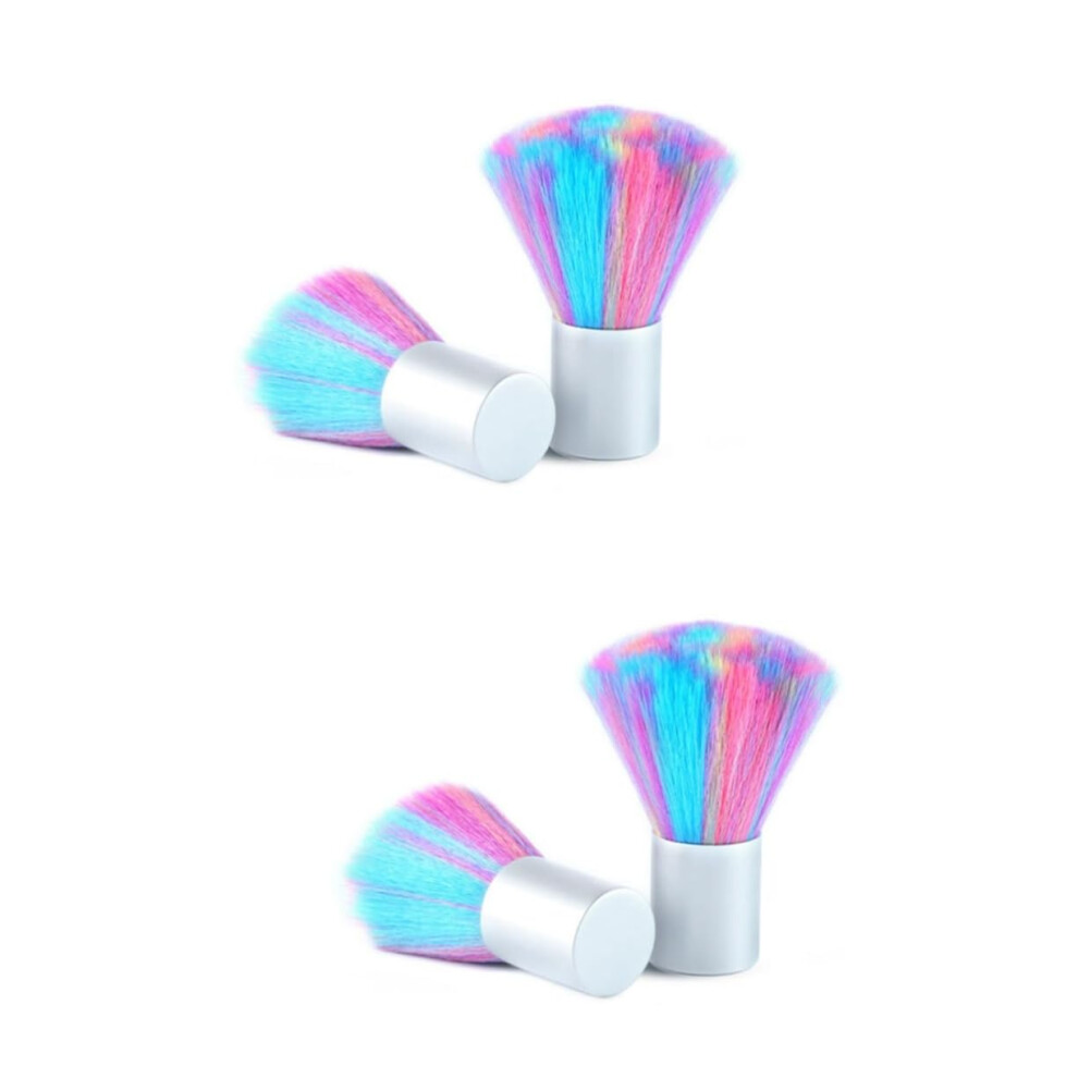 4pcs Professional Nail Dust Brush Set for Manicure Cleaning with Soft Rainbow Bristles