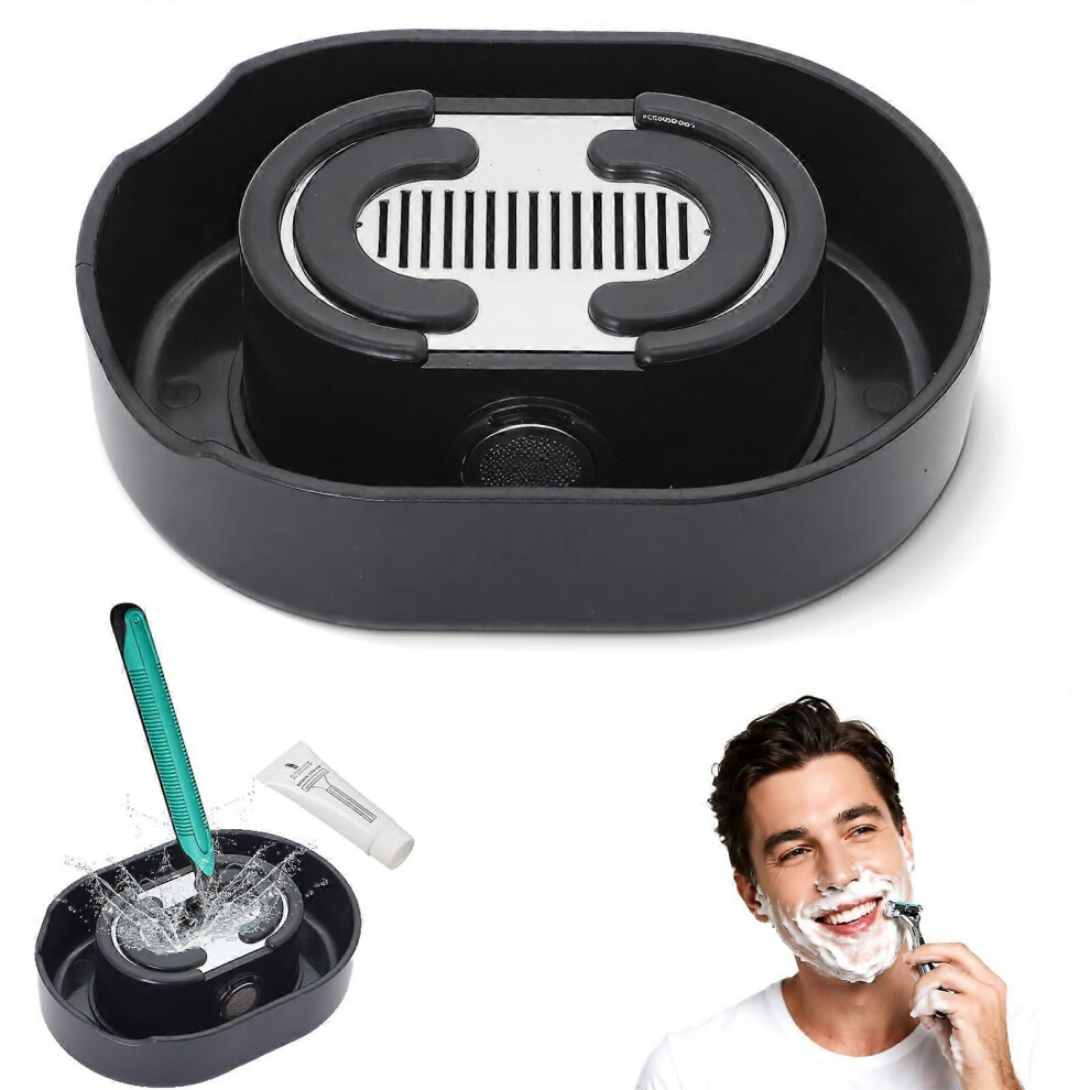 Black Razor Cleaner And Rinser For All Razors,Manual Pushtype Blade Cleaning,Travelfriendly 1Pc