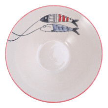 8 Inch Hand Painted Ceramic Rice Bowl with Nonslip Base for Ramen, Noodles and Soup