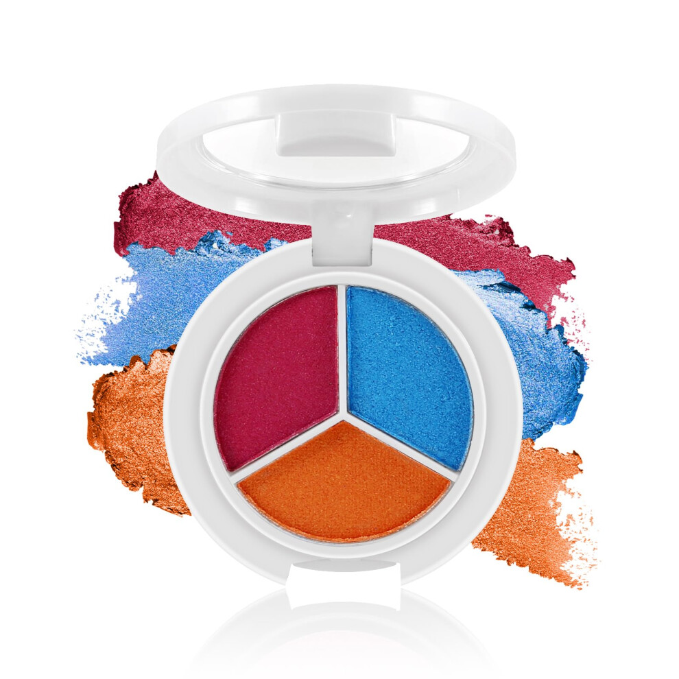 3 Color  Pigment Eyeshadow Palette, Waterproof LongLasting Blendable Powder with Mirror for Travel