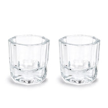 2Pcs Clear Glass Nail Art Dappen Dish Set for Acrylic Liquid and Powder Mixing Cup Holder