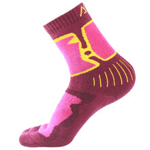 (RED,M) Outdoor Socks Merino Wool Socks Terry Bottom Hiking Socks Thickened and Warm in Winter Women's S018