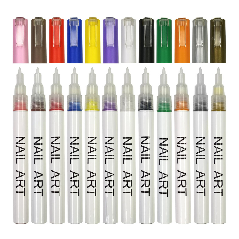Nail Art Pen Set 12 Colors Nail Painting Pens for Precise Detail Drawing and DIY Manicure Design