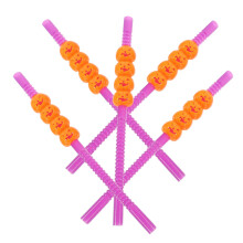 5pcs Halloween Pumpkin Drinking Straws Reusable Party Beverage Decorations for Halloween Drinks