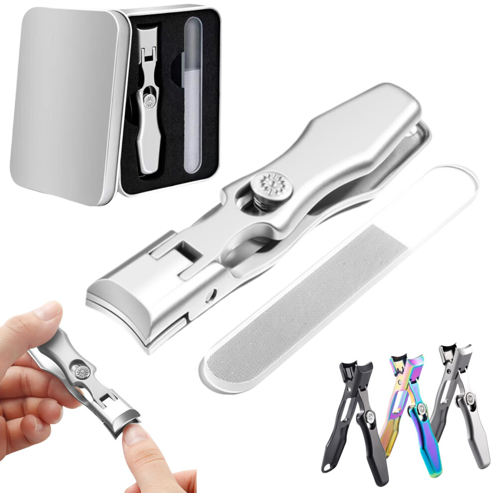 Silver Professional German Nail Clippers Ultra Sharp Wide Opening Ergonomic Grip With Nail Catcher