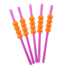5pcs Halloween Drinking Straws Reusable Pumpkin Design for Party, Bar and Festive Decorations