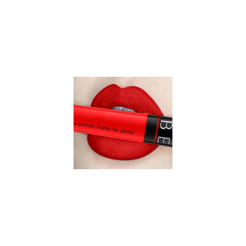 Red 10Color Matte Liquid Lipstick, Longwear Waterproof, Smudge Proof Lip Gloss