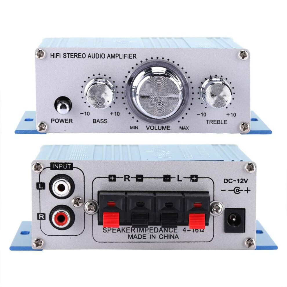 Mini Digital Car Audio Amplifier Hifi 4Channel Tooth Mp3 Stereo Amp With Low Distortion Sound (Blue) Blue 9113335436930