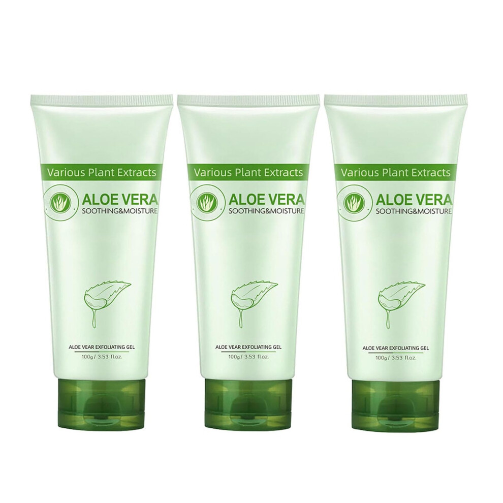 Aloe Vera Face Scrub and Exfoliating Cleansing Gel Set, Gentle Deep Pore Cleanser for Sensitive Skin (3 pcs)