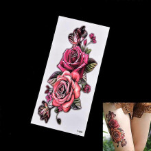 (As show, One size) Fashion Fake Temporary Tattoo Sticker Rose Flower Arm Body Waterproof Women Art