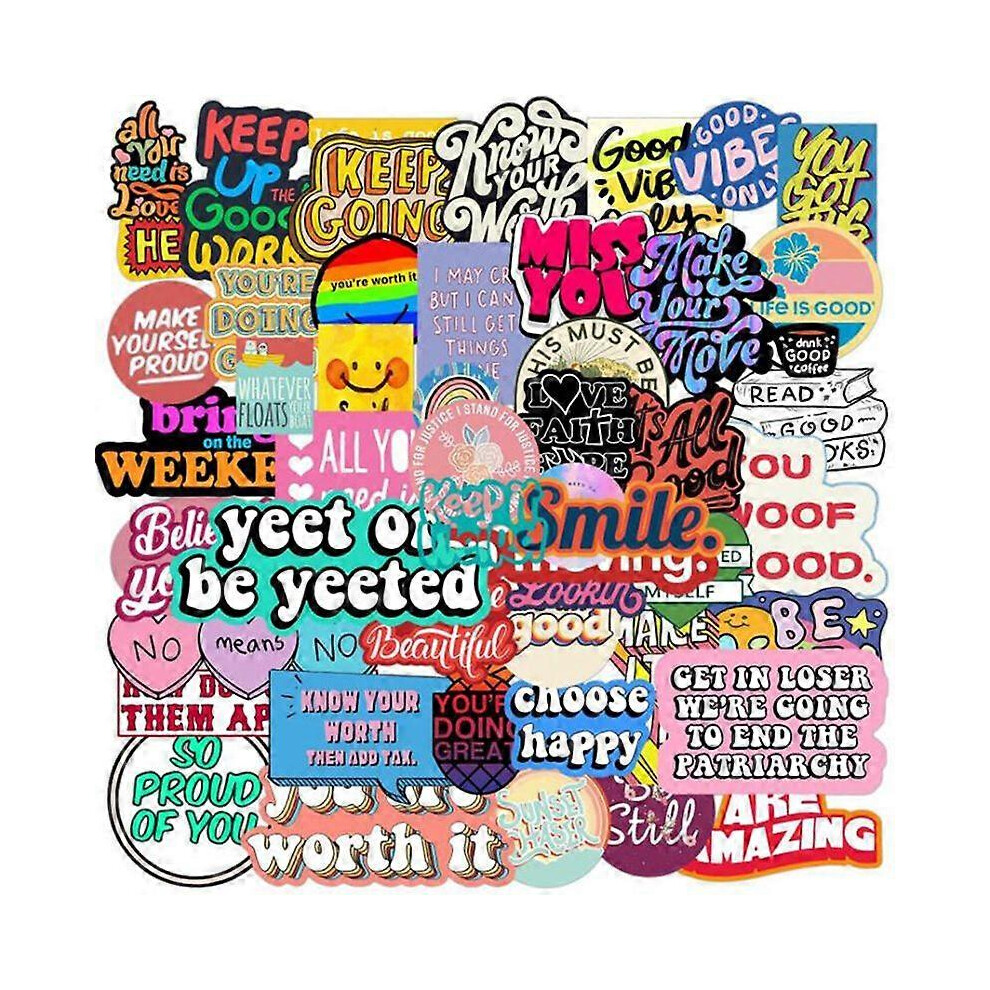 (As Show, One Size) 50Pcs Motivational Phrases Sticker Inspirational Quotes Sticker Graffiti Sticker 7371837678698