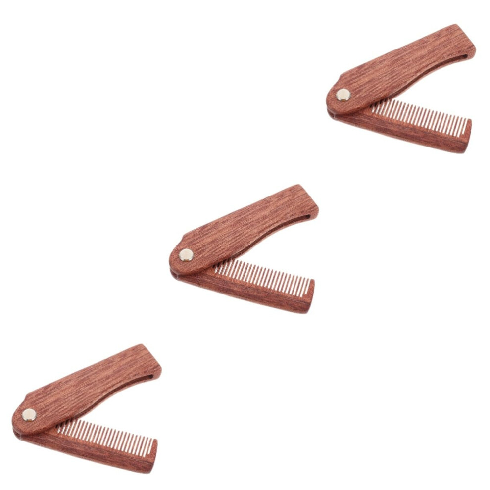 Unisex 3Pcs Folding Beard Comb Set For Men, Compact Beard And Mustache Grooming Travel Kit