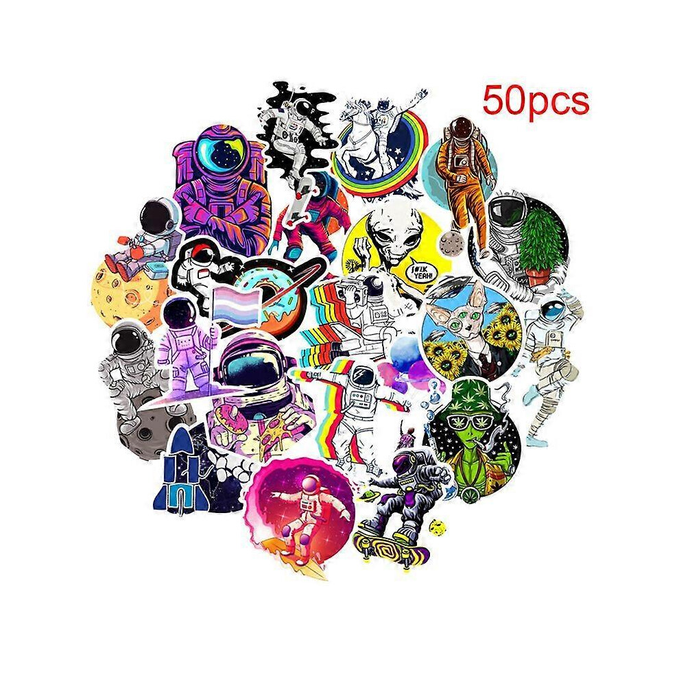 (As Show, One Size) 50Pcs Astronaut Graffiti Waterpoof Sticker Skateboard Luggage Laptop Diy Sticker 7371837654395