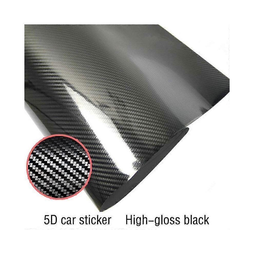 (As Show, One Size) 20*152Cm 5D Carbon Fiber Vinyl Film Car Wrap Film 5D Roll Car Sticker Black 7371837636353