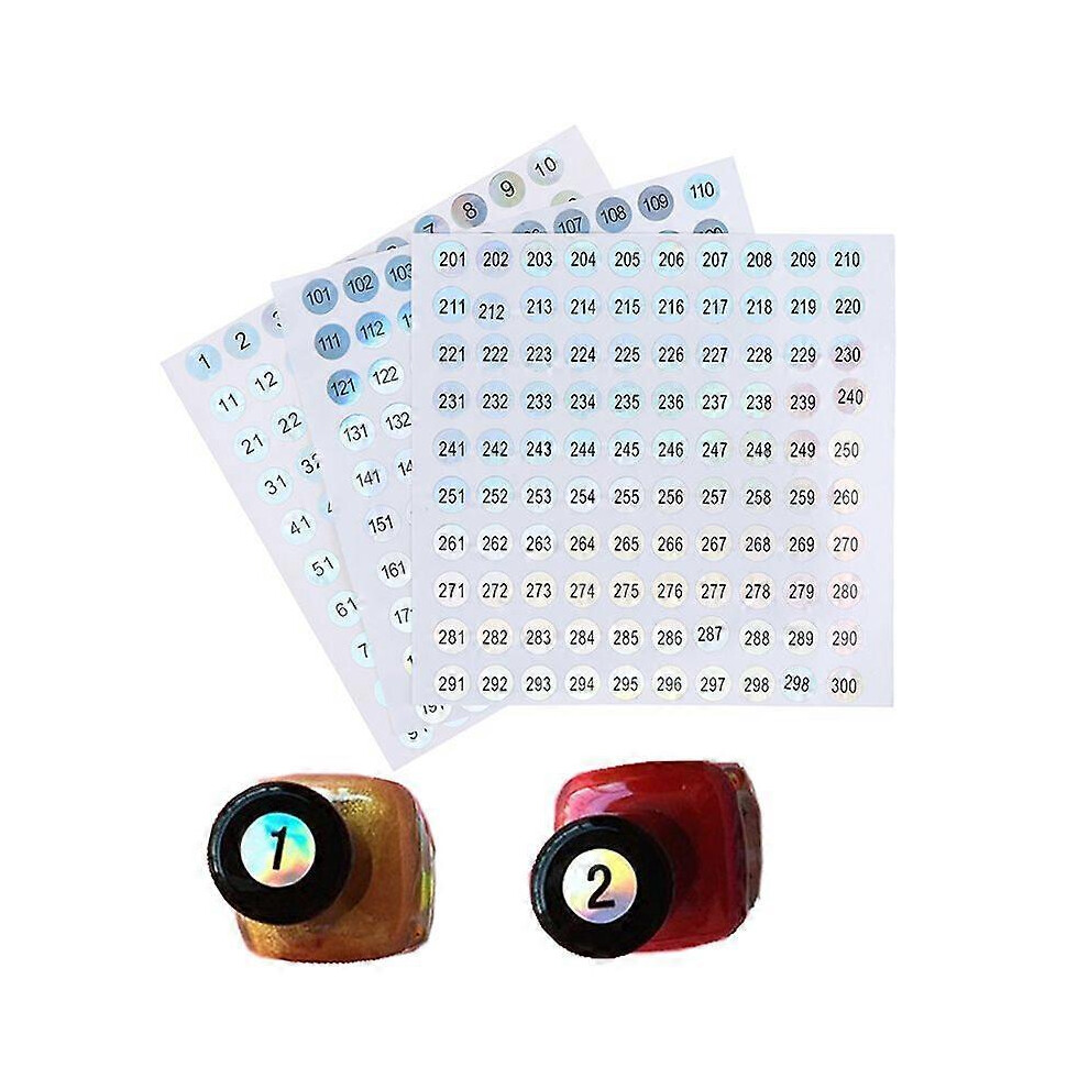 (As Show, One Size) Waterproof Number 1-300 Laser Labels Stickers Nail Polish Lipstick Number Tags 3671082447501