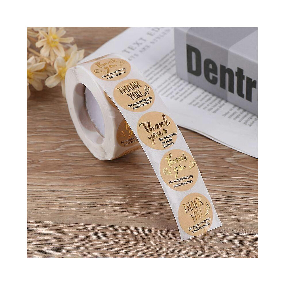 (As Show, One Size) 500Pcs Thank You For Supporting My Business Kraft Stickers Gold Foiled Stickers 3671082436833