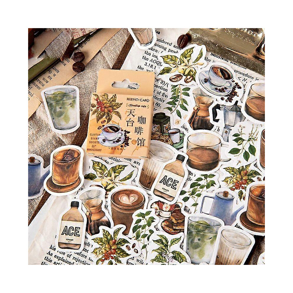 (As Show, One Size) 46Pcs Decorative Stickers Scrapbooking Label Diary Stationery Album Stickers 7371837675307