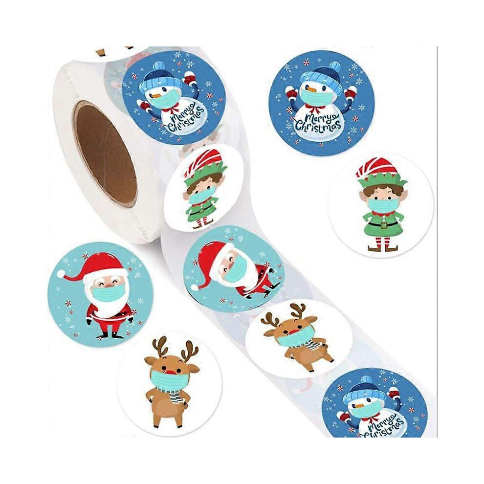 (As Show, One Size) 500Pcs/Roll Merry Christmas Stickers Wrapping Gift Box Label Christmas Tags 7371837693844