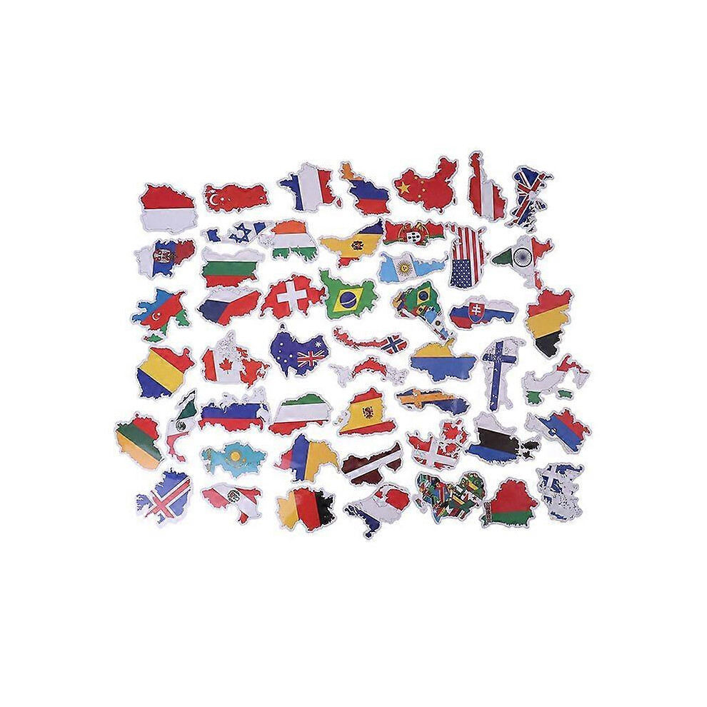 (As Show, One Size) 50Pcs National Flags Stickers Diy Scrapbook Suitcase Laptop Country Map Sticker 3671082447693