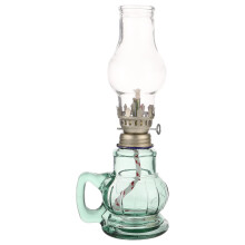 Vintage Glass Kerosene Oil Lamp with Adjustable Flame, Windproof Retro Lantern for Home Decor and Emergency Lighting