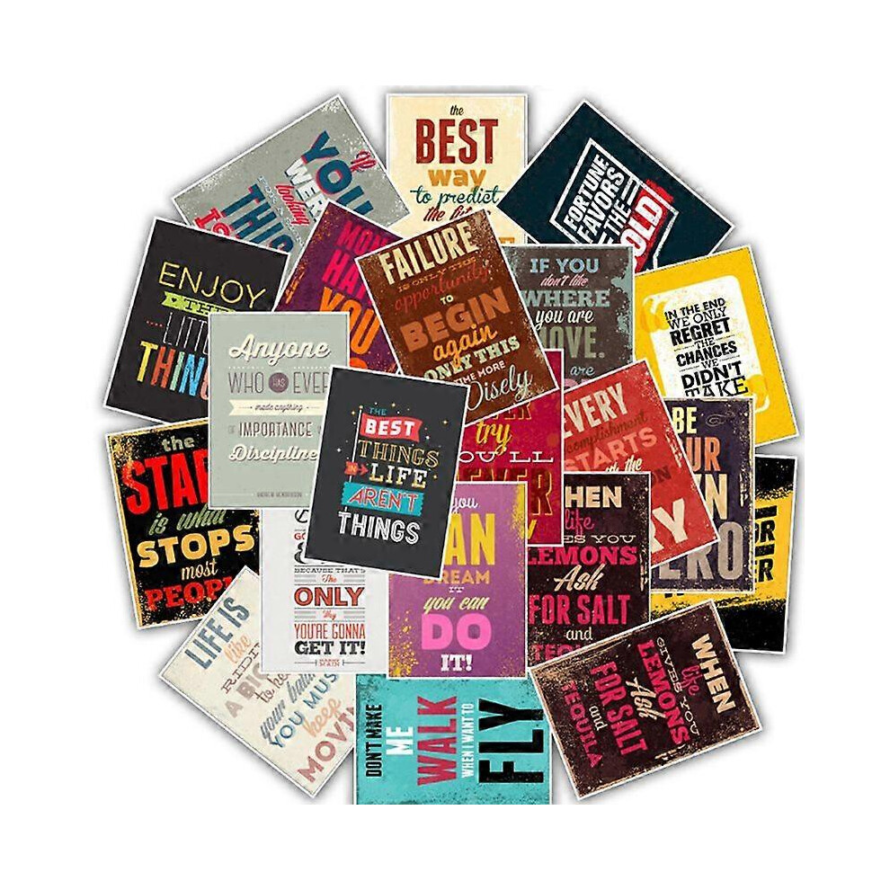 (As Show, One Size) 25Pcs Motivational Life Quotes Diary Stickers Skateboard Laptop Luggage Decals 7371837693011