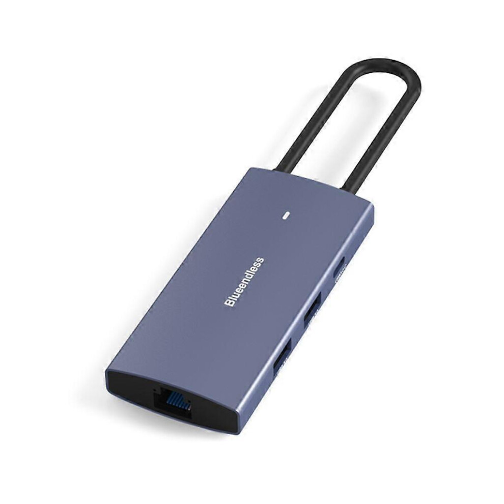 (As Show, Blue) Type C Docking Station 6 In 1 Type C Hubs Pd3.0 Usb3.0+Gigabit Ethernet 3242242690008