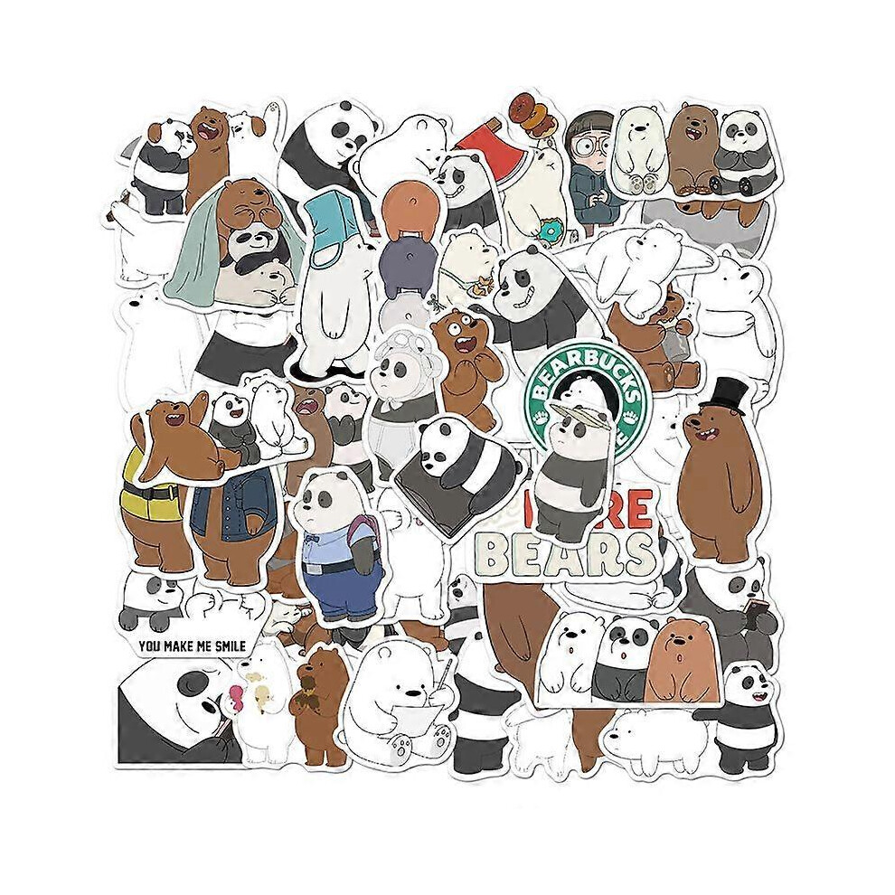 (As Show, One Size) 50Pc Bare Bear Sticker Laptop Guitar Skateboard Luggage Funny Graffiti Stickers 3671082401190