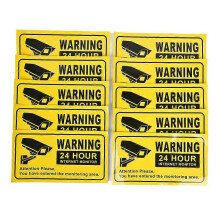 (As show, One size) 10Pcs CCTV Security 24 Hour Video Surveillance Sign Camera Warning Car Stickers