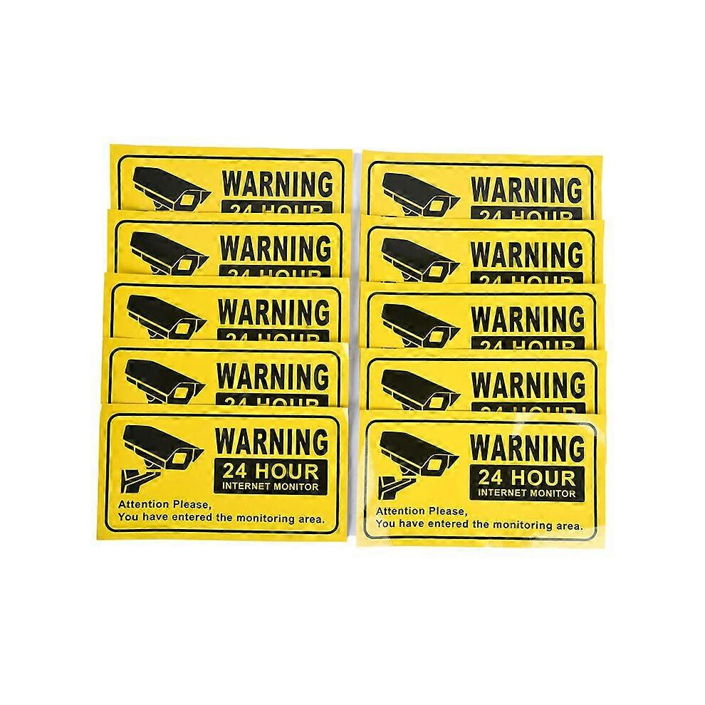 (As Show, One Size) 10Pcs Cctv Security 24 Hour Video Surveillance Sign Camera Warning Car Stickers 7371837693141