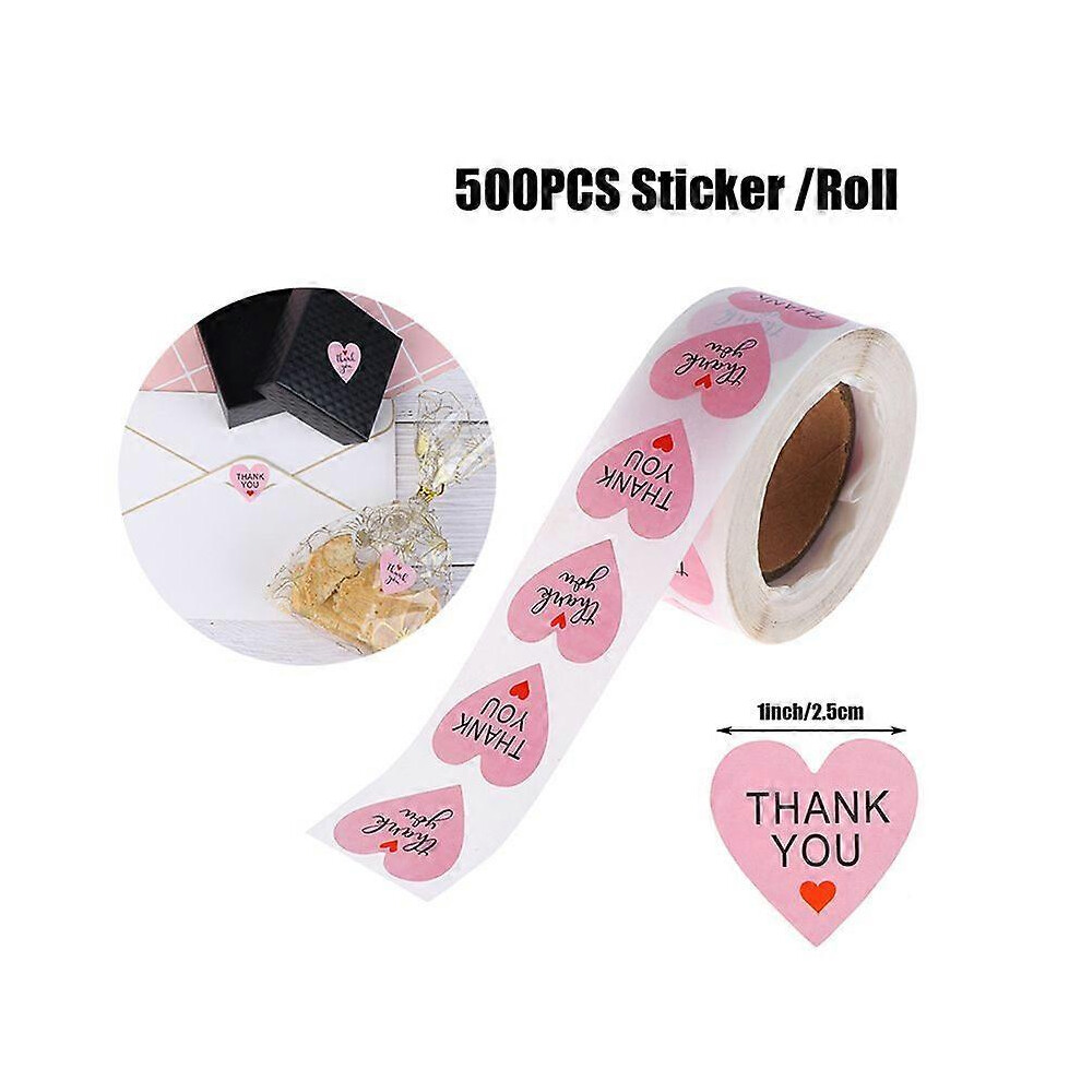 (As Show, One Size) Thank You Stickers Seal Labels 500Pcs 1 Inch Pink Stationery Stickers 7371837678308