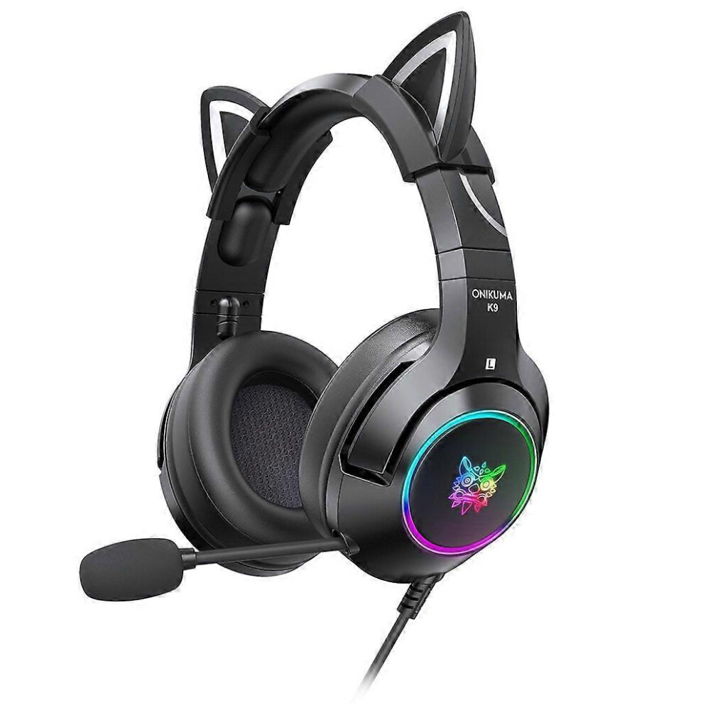 (As Show, Black) Onikuma K9 Gaming Headset Wired Pc Game Headphone Usb 7.1 Surround Adjustable 5213747878428