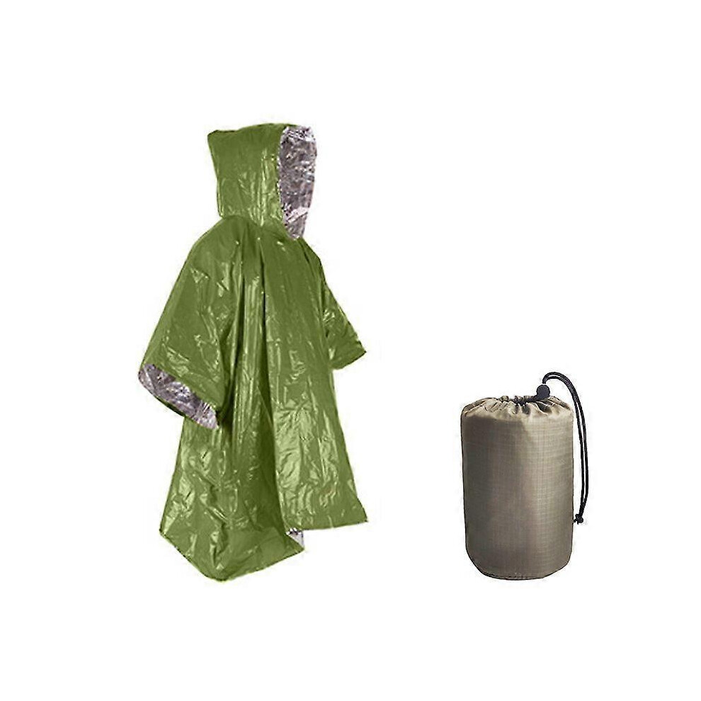 (As Show, Orange) 1 Set Emergency Blanket Aluminum Film Poncho Raincoat Outdoor Survival Tool Camping 3671082423765
