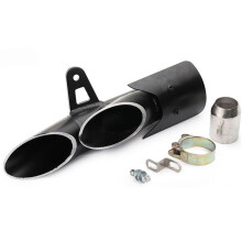 38mm51mm SlipOn Motorcycle Exhaust Tip Dual Outlet Stainless Steel for 1.52 Inch Exhaust Port