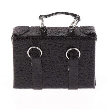 (As show, Brown) 1:12 Dollhouse Miniature Leather Suitcase Mini Doll Luggage Box Doll Purses