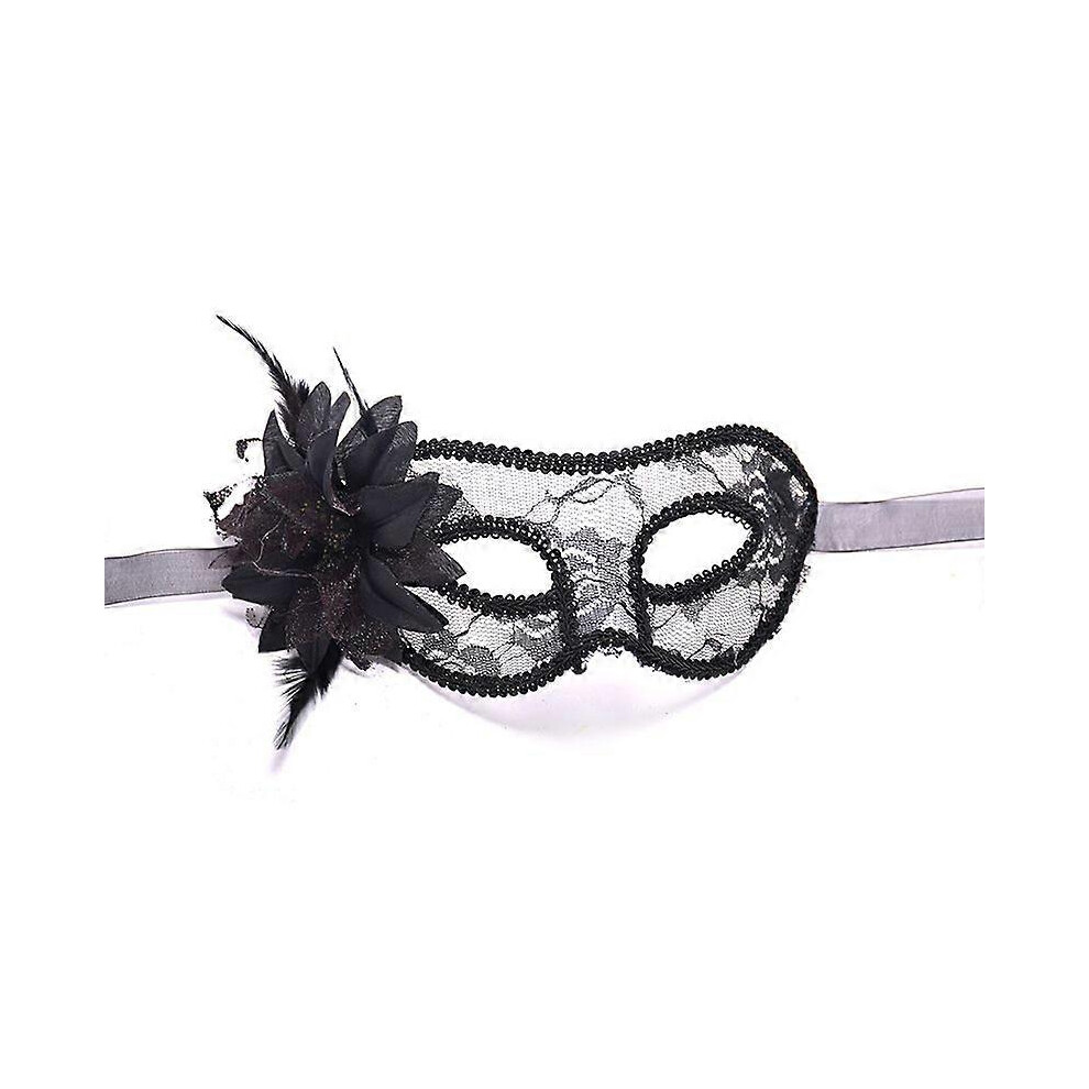 (As Show, Gold) Party Eye Mask Feather Lace Flower Masquerade Ball Carnival Sexy Fancy Dress 7371837678278